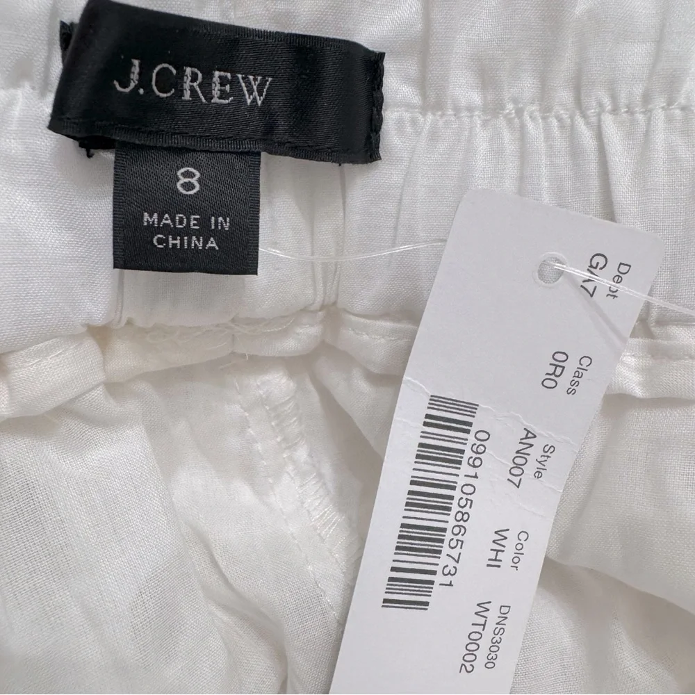 New J Crew White Tie-Waist Eyelet Wide Leg Pants‎ Sz 8